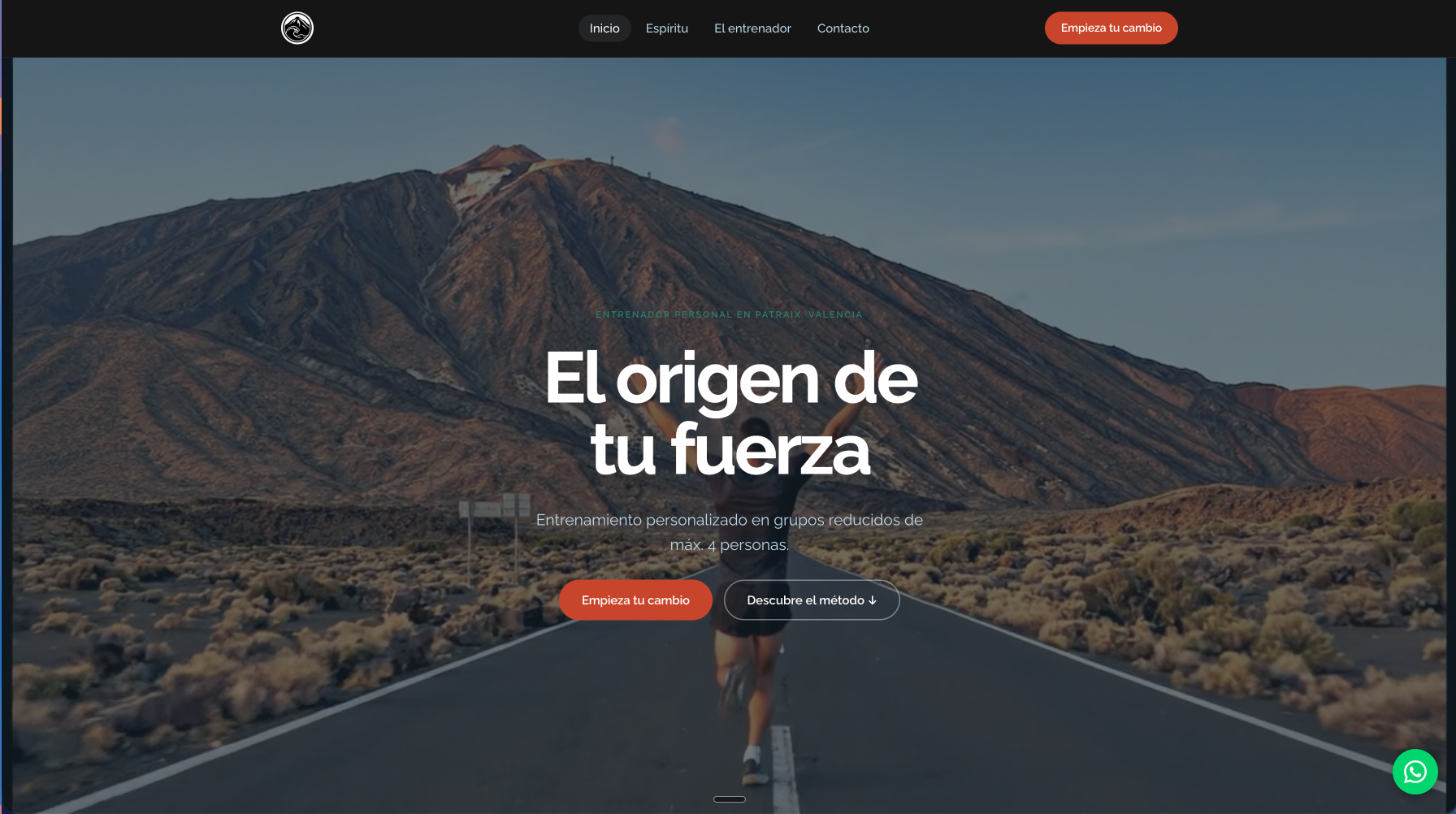Landing page de captación de leads para estudio de fitness Mencey Studio